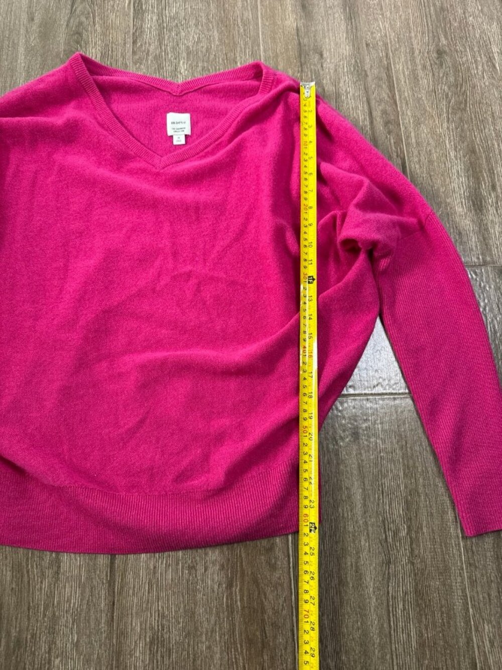 Maeve by Anthropologie Cashmere Collection Hot Pink V-Neck Long Sleeve Sweater M - Picture 3 of 11